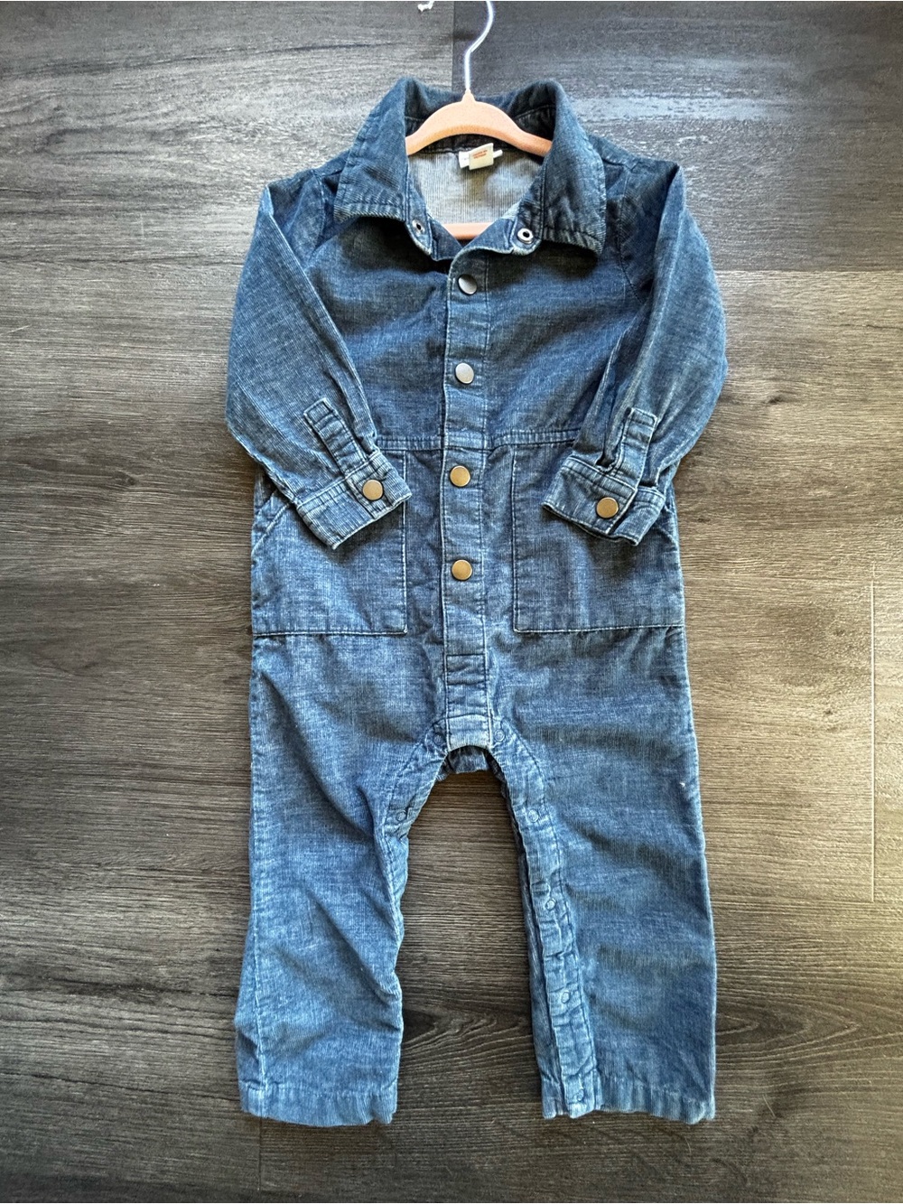 Cat & Jack Denim Blue Long-Sleeve Jumpsuit